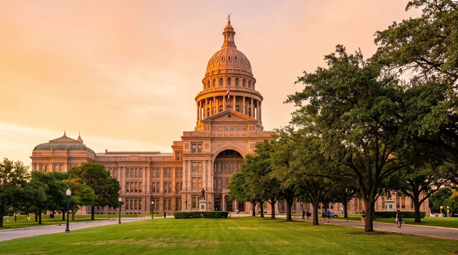 Texas State Capitol in Austin at golden hour