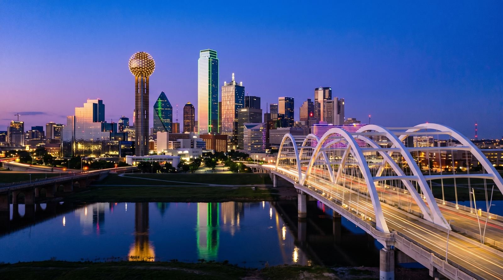 Dallas skyline at blue hour