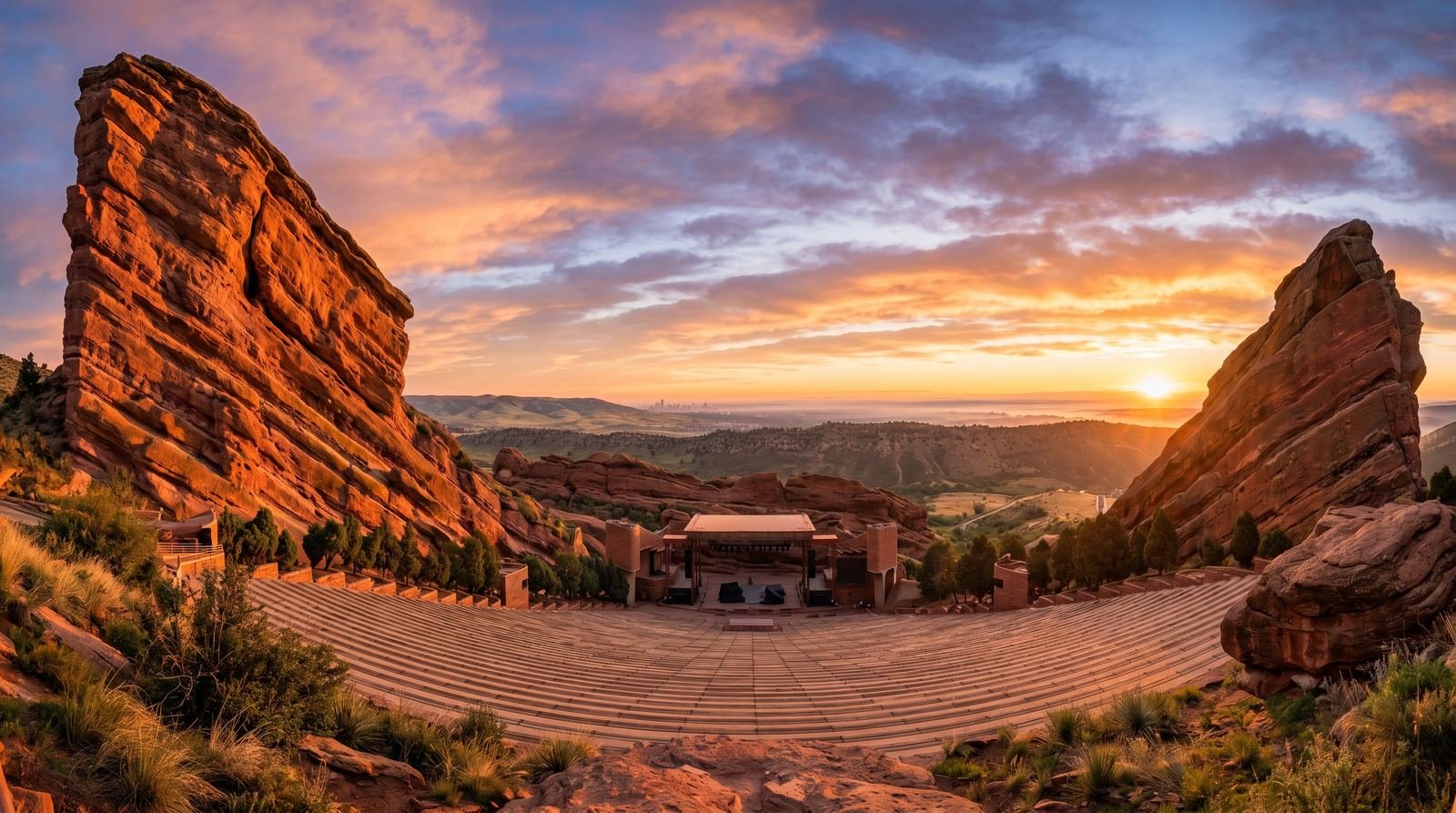 Red Rocks Amphitheatre near Denver at sunrise