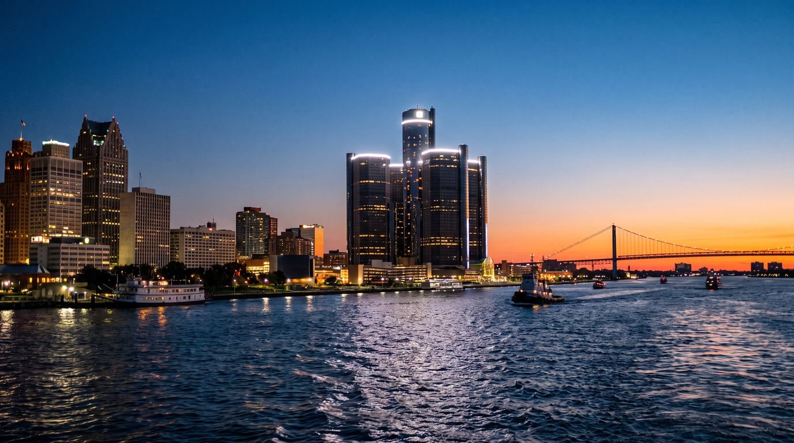 Detroit skyline at twilight