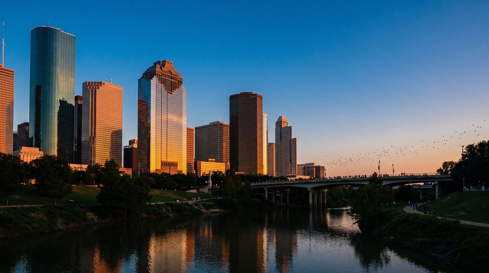 Houston skyline at dusk