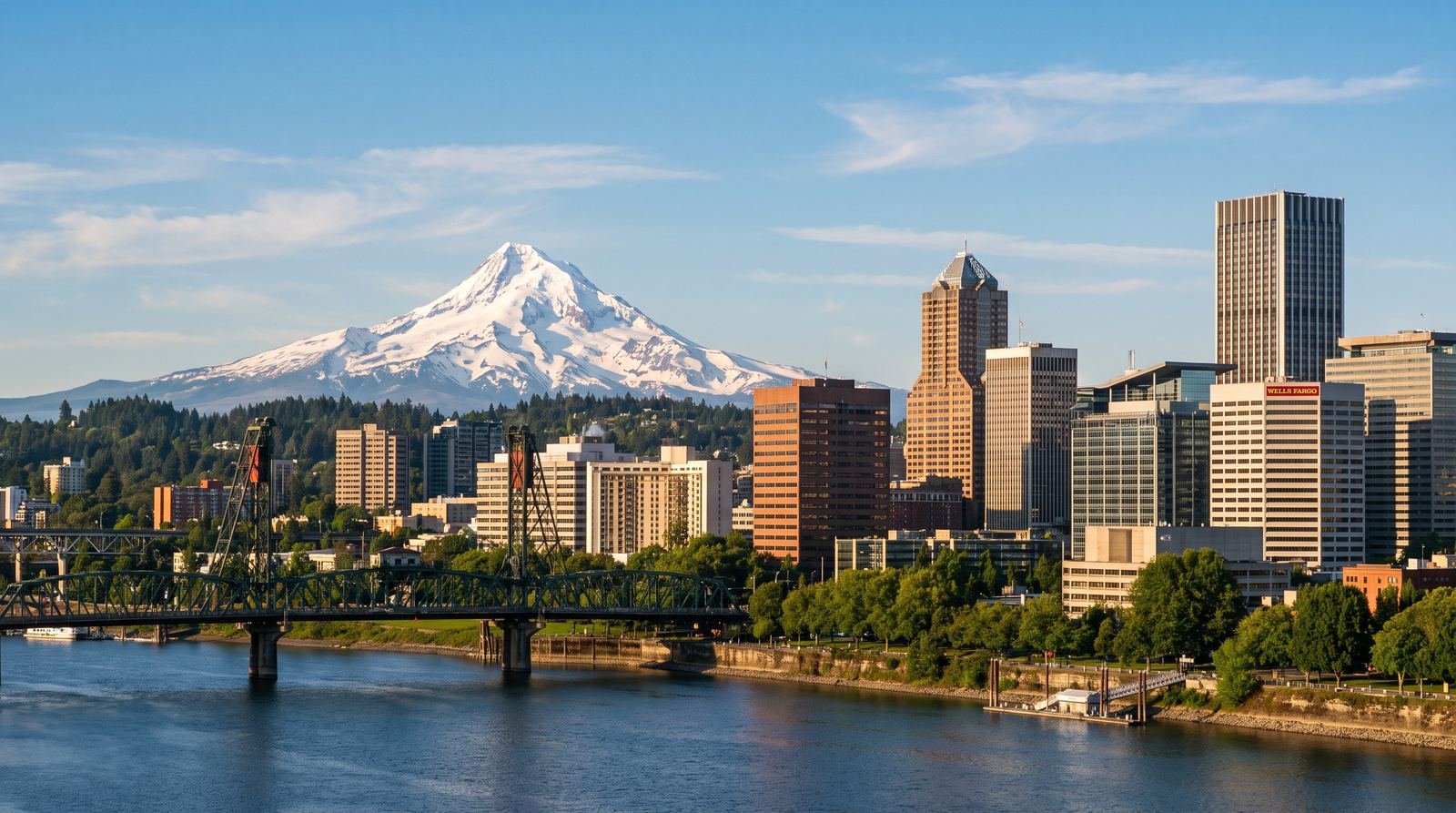 Downtown Portland with Mount Hood