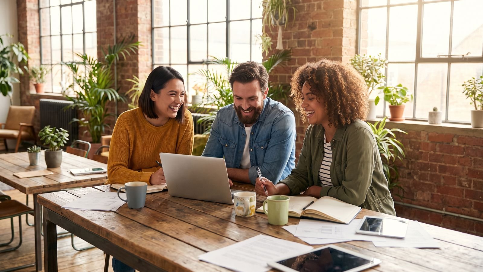 Farber.Inc content team collaborating on AI-powered content strategy in a creative studio.