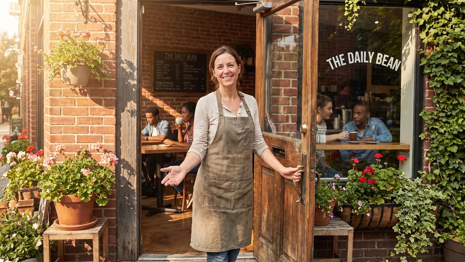 Farber.Inc local SEO work — small business owner welcoming customers to her neighborhood storefront.